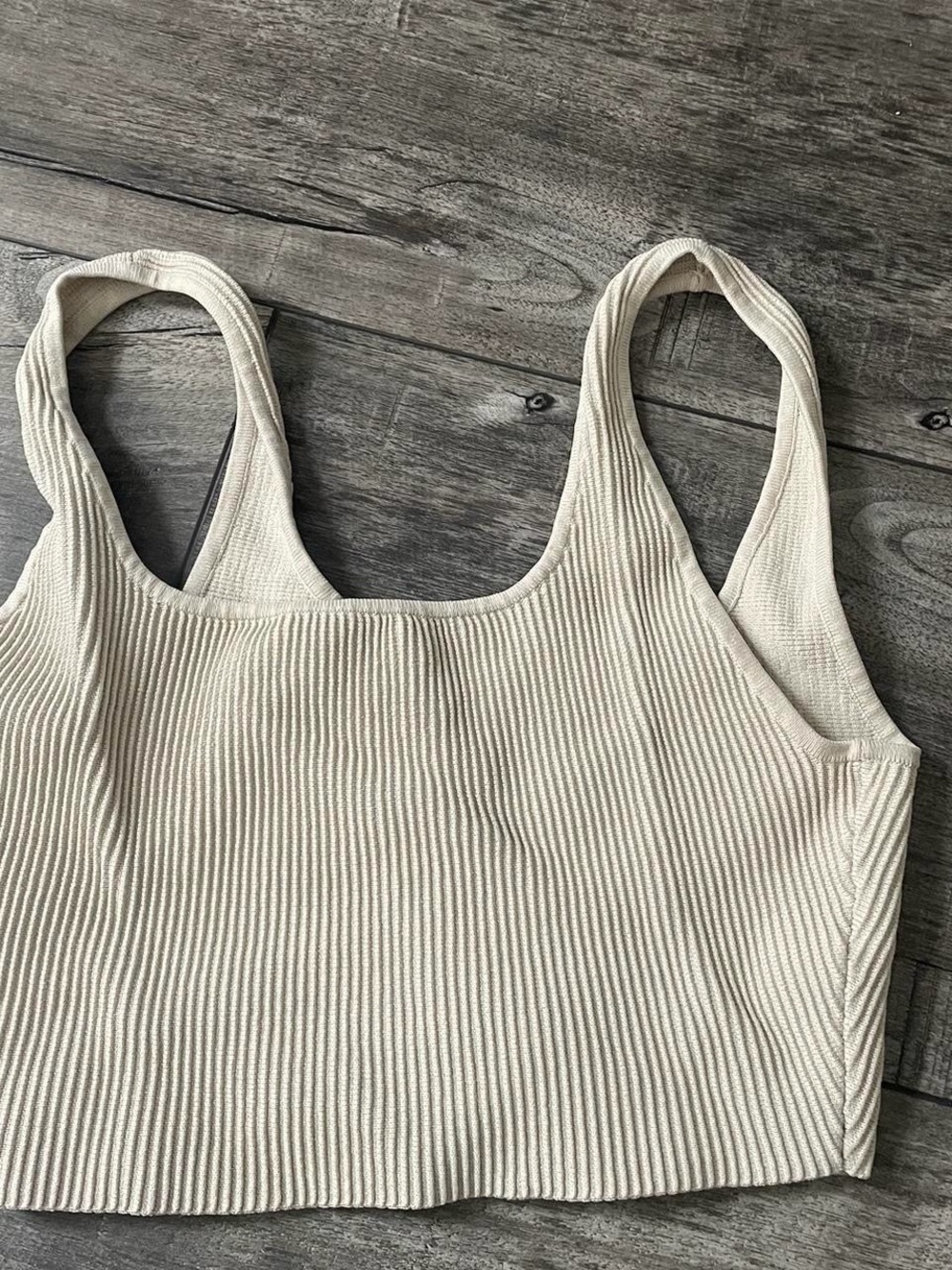 Aritzia Babaton Ribbed Tank Crop - Neutral Cream
